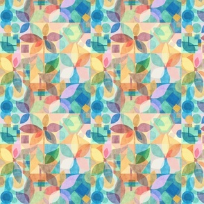 Geometric Floral Multi-colored Gouache, 8 inch