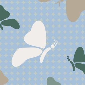 Papercut silhouette butterflies in cool blue tones: large scale for home decor, wallpaper and home accessories