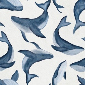 watercolor whales on grey [4]