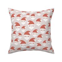 Little kawaii santa faces sweet christmas design minimalist kids pattern beige red 