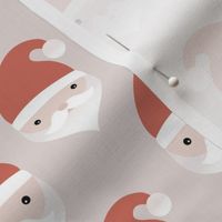 Little kawaii santa faces sweet christmas design minimalist kids pattern beige red 