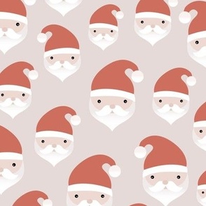 Little kawaii santa faces sweet christmas design minimalist kids pattern beige red 