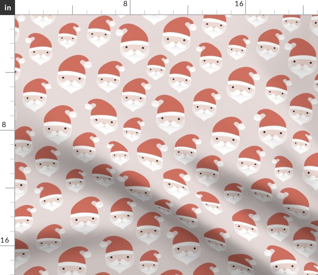 Little kawaii santa faces sweet christmas design minimalist kids pattern beige red 