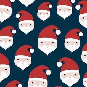 Little kawaii santa faces sweet christmas design minimalist kids pattern red navy blue