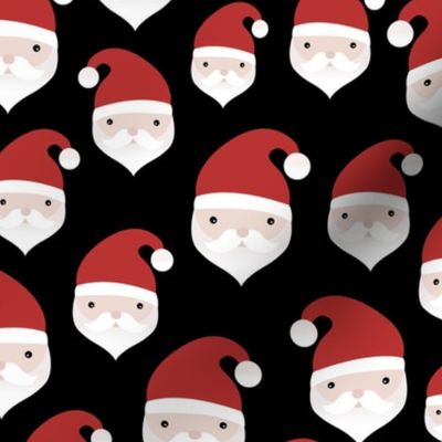 Little kawaii santa faces sweet christmas design minimalist kids pattern red black