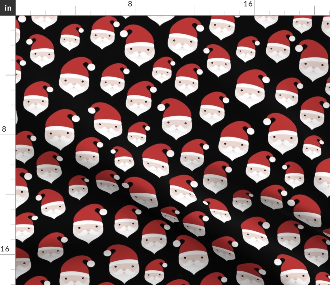 Little kawaii santa faces sweet christmas design minimalist kids pattern red black