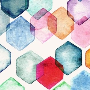 Watercolour Rainbow Hexagons