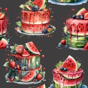 YUMMY FRESH WATERMELON CAKE GREY FLWRHT