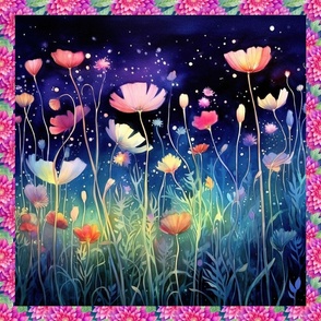 PANEL MEADOW FLOWERS AT NIGHT 11 FLWRHT