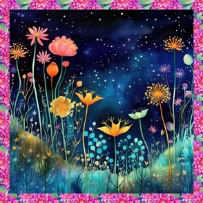 PANEL MEADOW FLOWERS AT NIGHT 9 FLWRHT