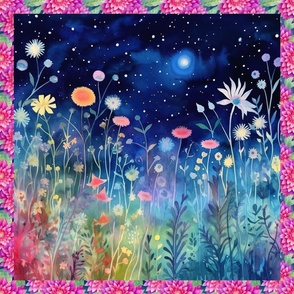 PANEL MEADOW FLOWERS AT NIGHT 8 FLWRHT