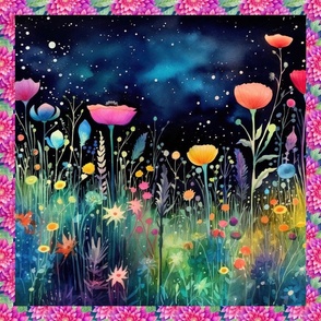 PANEL MEADOW FLOWERS AT NIGHT 7 FLWRHT