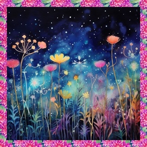 PANEL MEADOW FLOWERS AT NIGHT 6 FLWRHT