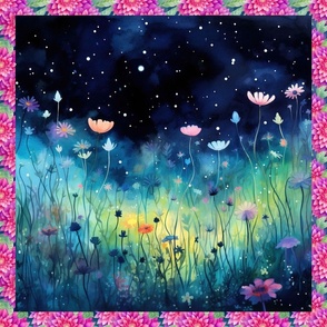 PANEL MEADOW FLOWERS AT NIGHT 4 FLWRHT