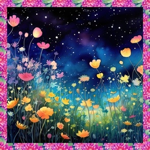 PANEL MEADOW FLOWERS AT NIGHT 3 FLWRHT