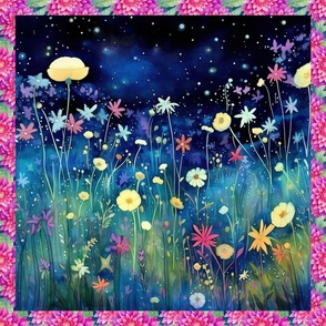 PANEL MEADOW FLOWERS AT NIGHT 1 FLWRHT