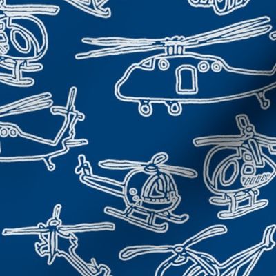 Helicopter  stamp silhouettes - Navy Blue & Grey - Large