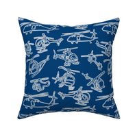 Helicopter  stamp silhouettes - Navy Blue & Grey - Large