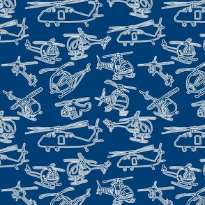 Helicopter  stamp silhouettes - Navy Blue & Grey - Large