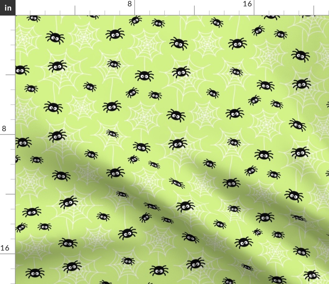 spiders and webs pastel lime green » halloween