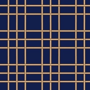 woven grid  gold bars navy