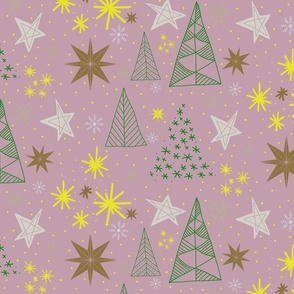 Christmas Trees & Stars - Blush