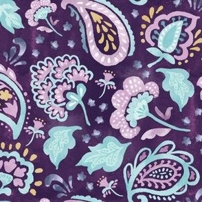 Watercolor Pastel Paisleys - Purple