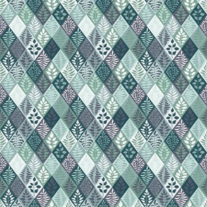 distressed leafy argyle - serene - small scale
