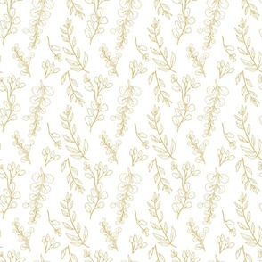 Sprigs of Accents- gold on white background (small scale)