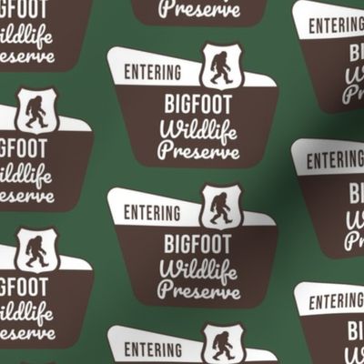 Bigfoot Wildlife Preserve Sign Green
