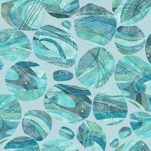 Wavy Rocks- Teal ( FQ 28x18)