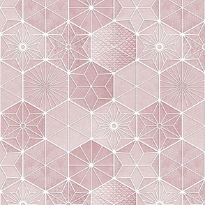 Sashiko Mauve Small- Japanese Geometric- Rose- Pastel Pink- Mauve- Asanoha- Seigaiha- Japandi- Soothing Neutral