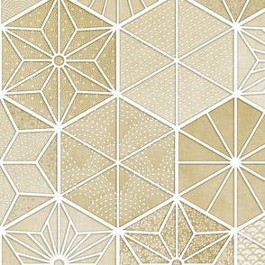 Sashiko Gold Large- Japanese Geometric Wallpaper- Japandi- Home Decor