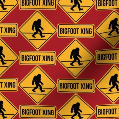 Bigfoot Xing Sign on Red
