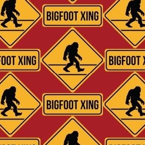 Bigfoot Xing Sign on Red