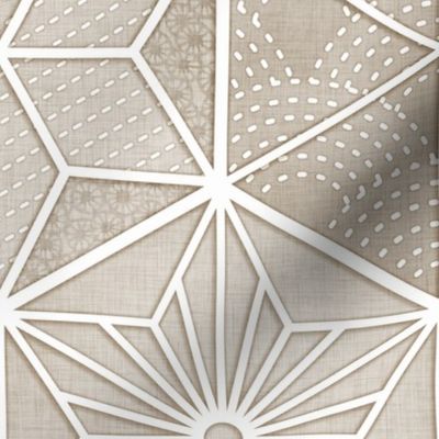 Sashiko Taupe Large- Japanese Geometric Wallpaper- Greige- Beige- Japandi- Home Decor