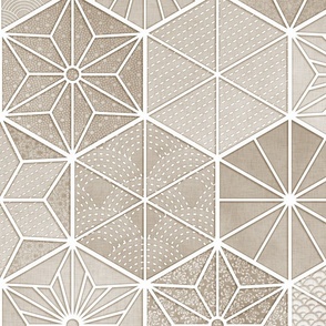 Sashiko Taupe Large- Japanese Geometric Wallpaper- Greige- Beige- Japandi- Home Decor