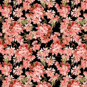 ORCHID SPRAY - BARKCLOTH BIRDS COLLECTION (BLACK)