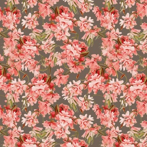 ORCHID SPRAY - BARKCLOTH BIRDS COLLECTION (TAUPE)
