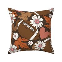 Football Fall and Florals Brown - extra large scale