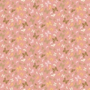 Butterfly silhouettes in pink and golden yellow petal solid coordinate: small scale for crafting, quilting and kids apparel.