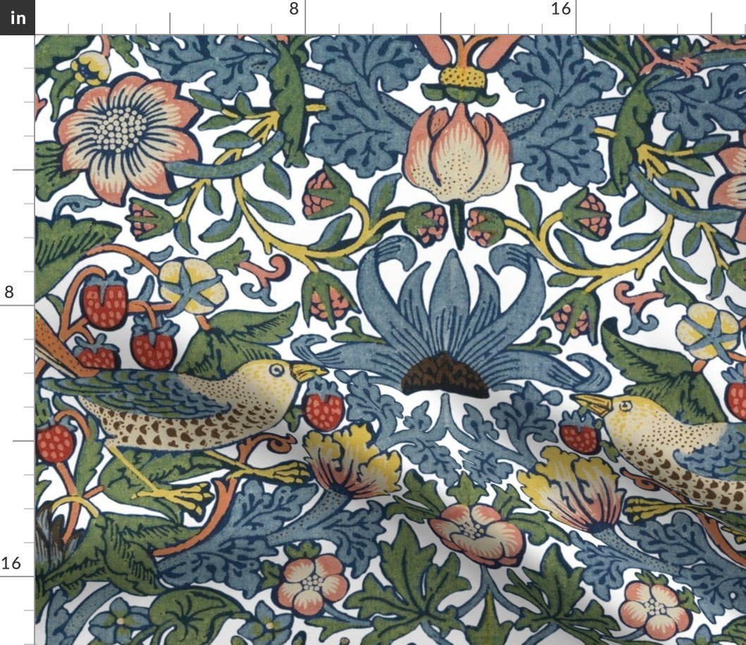 Strawberry Thief Redux ~ William Morris ~  Original on White 