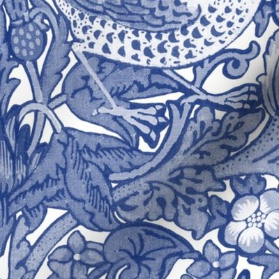 Strawberry Thief Redux ~ William Morris ~  Willow Ware Blue and White 