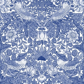 Strawberry Thief Redux ~ William Morris ~  Willow Ware Blue and White 