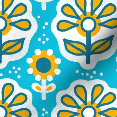 Retro style Cute Flowers [cool breeze] large