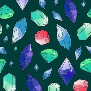 Crystals on dark green