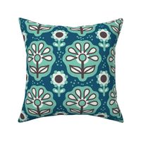 Retro style Cute Flowers [pale teal] large