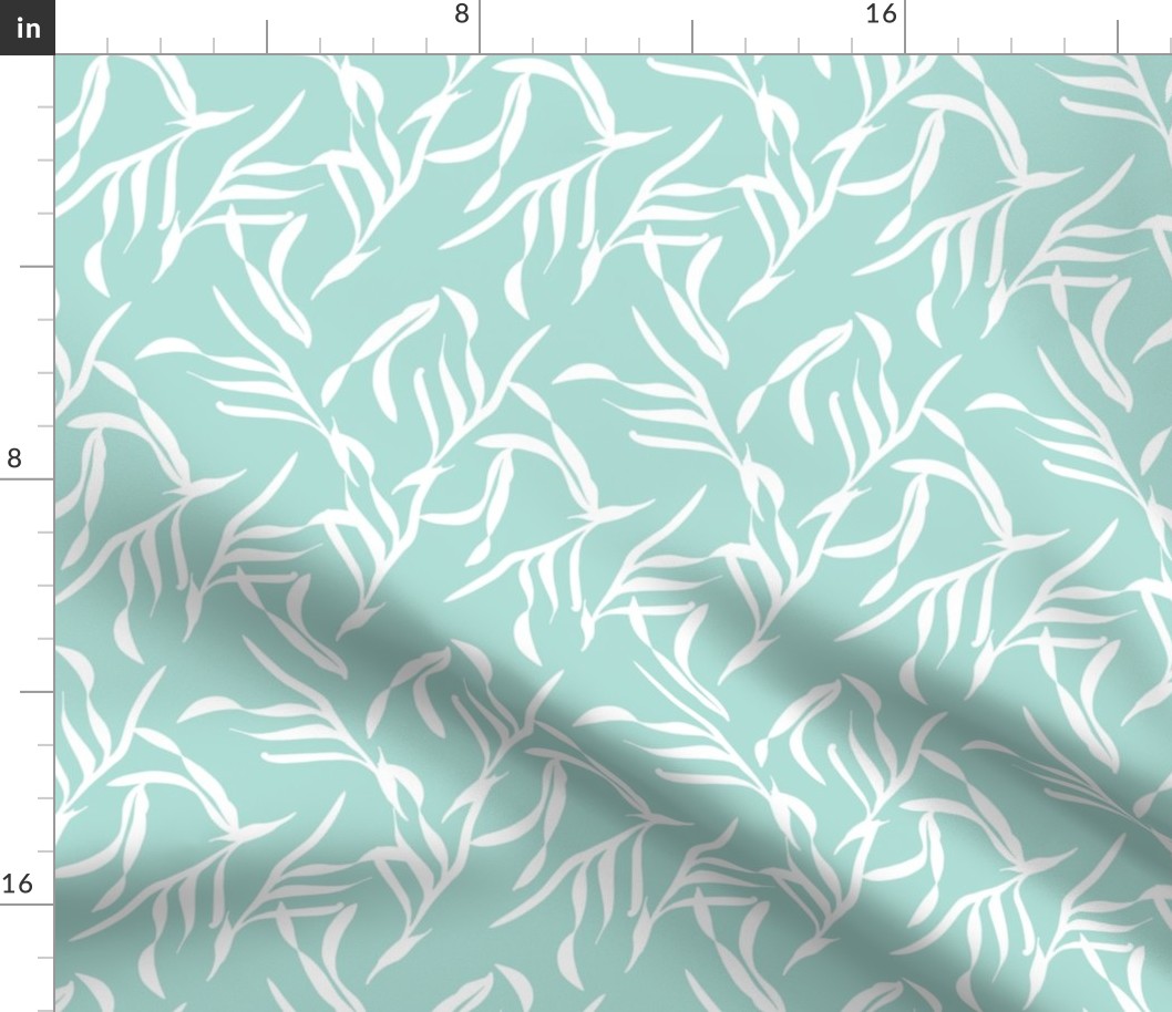Palm leaves mint green by Jac Slade