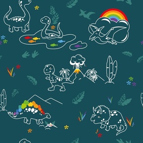 Rainbows and cute Dinosaurs