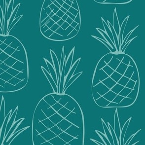 Pineapples - Sea Glass on teal - 12" Repeat